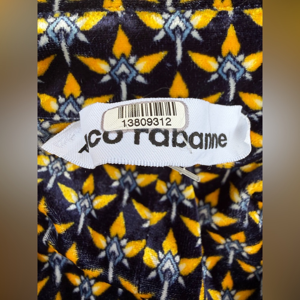 Paco Rabanne Long sleeve stretch viscose velvet cardigan graphic pattern 36 XS - Picture 14 of 14